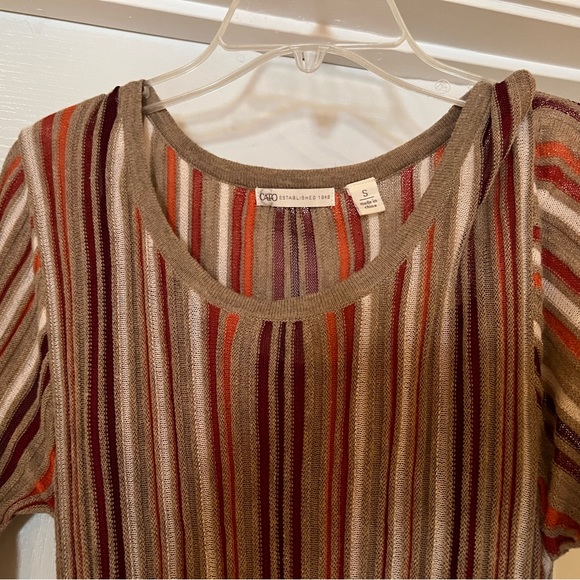 Women’s Cato Long Sleeve Vertically Striped Sweater Dress w/Full Cami Under, SM - Picture 3 of 7